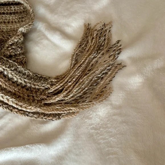 Chunky Neutral Crochet Hooded Scarf - Picture 5 of 5